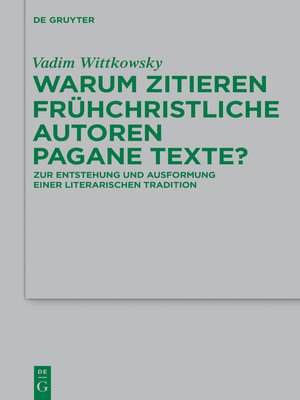 cover image of Warum zitieren frühchristliche Autoren pagane Texte?
